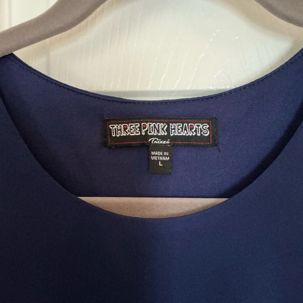 Three Pink Hearts Navy Top with Navy and White Tie-Dye Maxi Dress